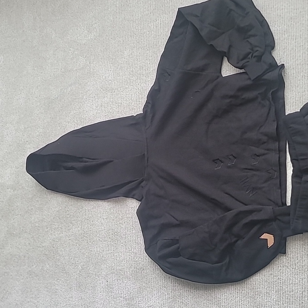 Black Cropped Hoodie Sweatshirt - Women